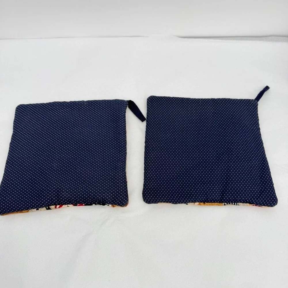 Potholders Patriotic Teddy Bear Americana Quilted Hot Pad Set of 2 NWOT Handmade